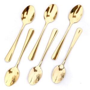 H1 MCM Gold Flower Garden Gold Electroplated Stainless Steel (6) 4.5” Spoons
